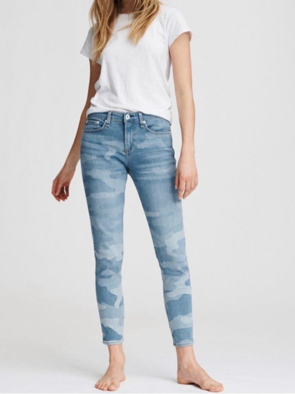 rag & bone Cate Mid-Rise Ankle Skinny Jeans - Faded Camo - Size 30